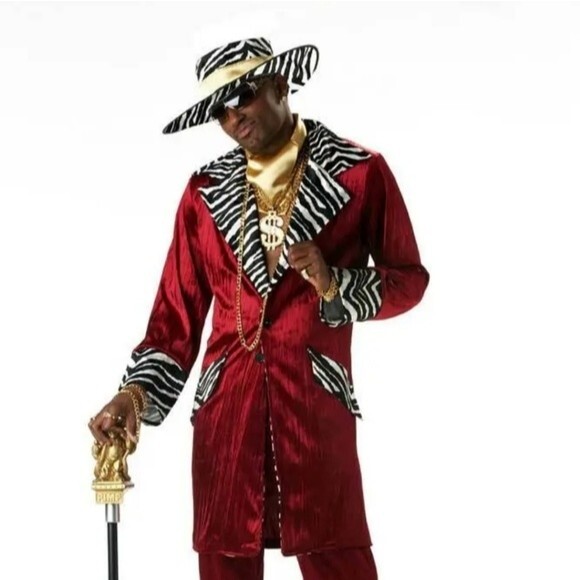 Supa Fly Mac Daddy Halloween Long Velvet Jacket - Picture 1 of 13